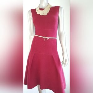 *$3,800 OSCAR DE LA RENTA STUNNING WOOL CASHMERE PLEADED RUNWAY DRESS US S